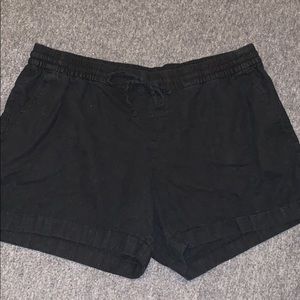 Black Linen Drawstring Shorts